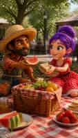 having a picnic lunch at the park Storyboard cover art