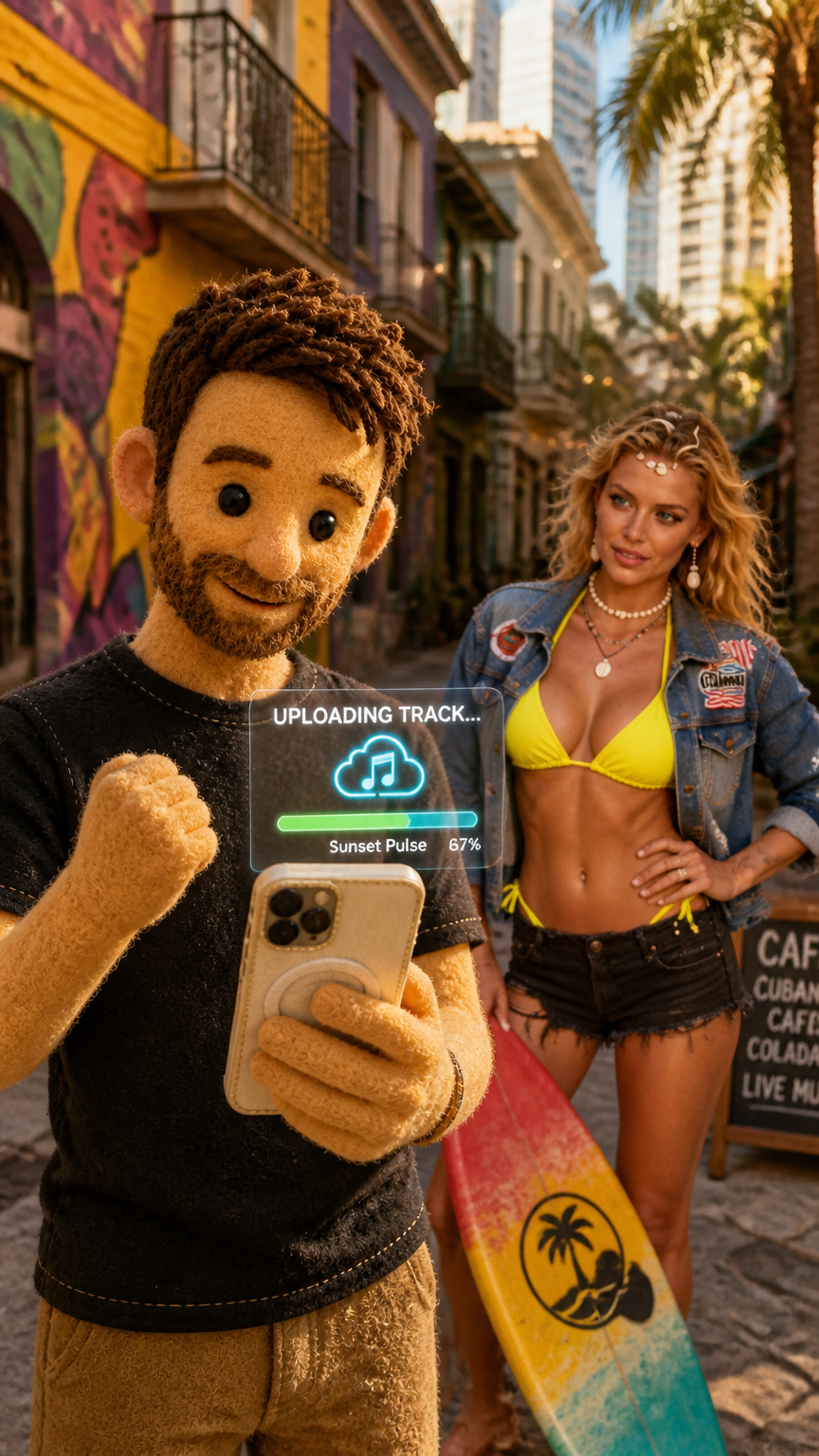 Imagine a vibrant, dynamic montage where music meets cutting-edge technology. Begin with a musician uploading their track, followed by AI seamlessly transforming their song into stunning visuals—each scene synchronized with the lyrics. As the video progresses, showcase diverse artistic styles, from neon cyberpunk to whimsical animation, highlighting the platform's versatility and ease of use. Storyboard cover art