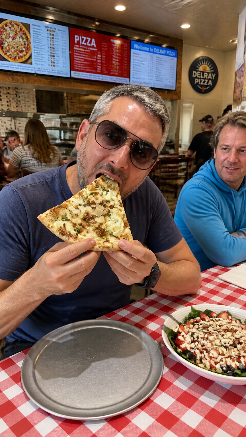pizza eating content tomorrow at delray pizza in delray beach Storyboard cover art