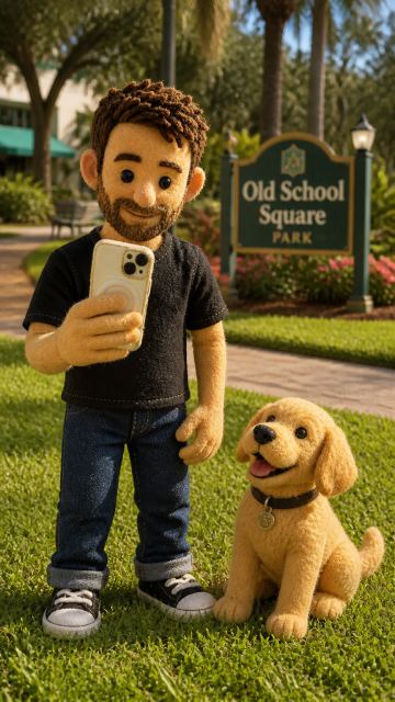 playing with sundance at old square park in delray beach Storyboard