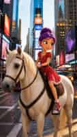 Riding her horse through center of time square Storyboard cover art