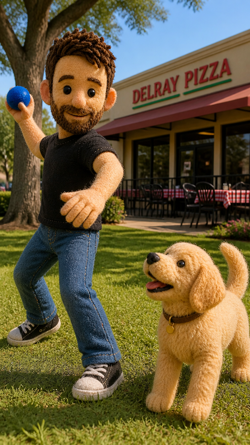 throwing the ball his dog at old school square park Storyboard cover art